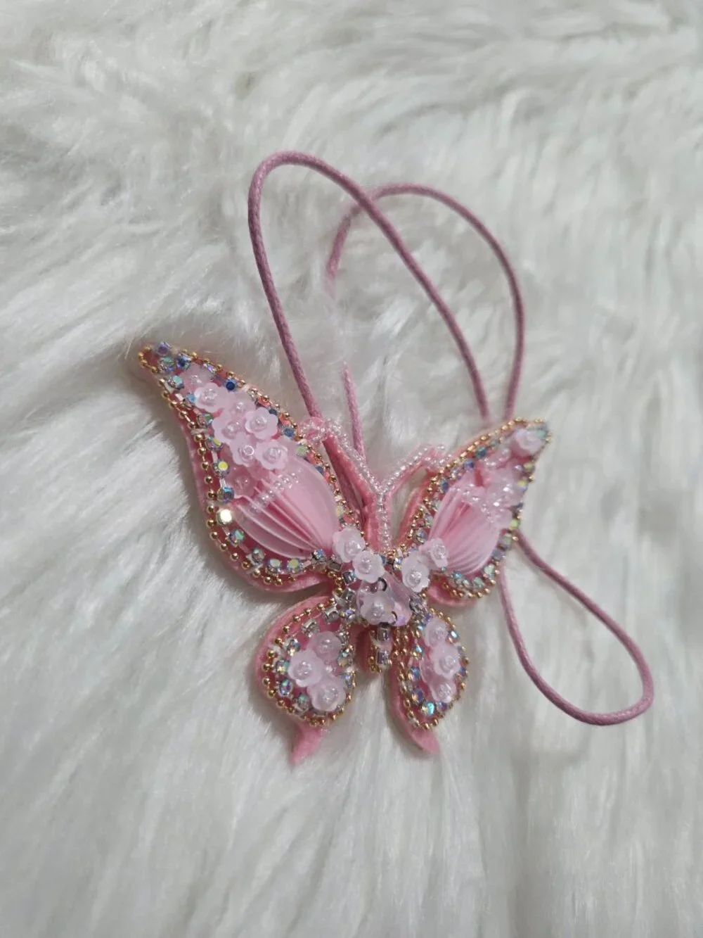 Beaded Butterfly Design Bag Charm